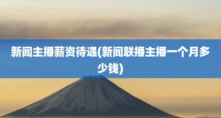 新闻主播薪资待遇(新闻联播主播一个月多少钱)