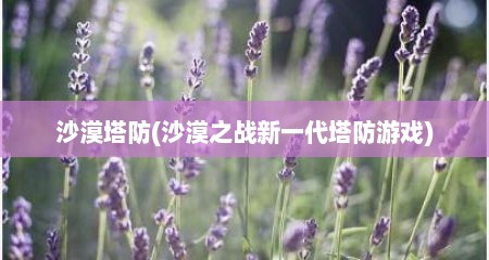 沙漠塔防(沙漠芝战新一代塔防游戏)