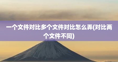 一个文件对比多个文件对比怎么弄(对比两个文件不同)