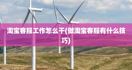 淘宝客服工作怎么干(做淘宝客服有什么技巧)