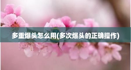 多重爆头怎么用(多次爆头的正确操作)