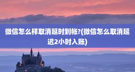 微信怎么样取消延时到帐?(微信怎么取消延迟2小时入账)