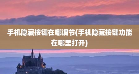 手机隐藏按键在哪调节(手机隐藏按键功能在哪里打开)