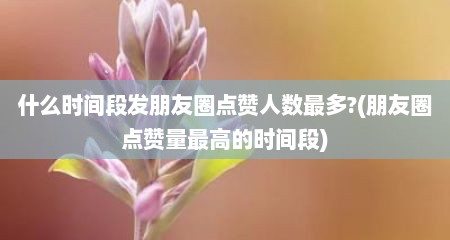 什么时间段发朋友圈点赞人数最多?(朋友圈点赞量最高的时间段)