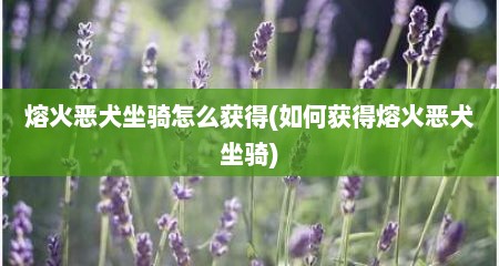 熔火恶犬坐骑怎么获得(如何获得熔火恶犬坐骑)