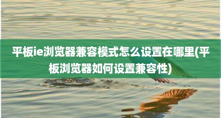 平板ie浏览器兼容模式怎么设置在哪里(平板浏览器如何设置兼容性)