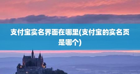 支付宝实名界面在哪里(支付宝的实名页是哪个)