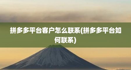 拼多多平台客户怎么联系(拼多多平台如何联系)