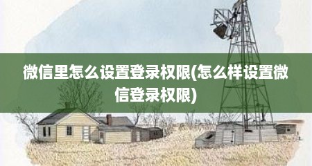 微信里怎么设置登录权限(怎么样设置微信登录权限)