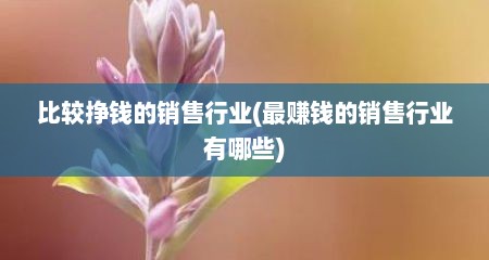 比较挣钱的销售行业(最赚钱的销售行业有哪些)