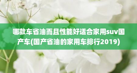 哪款车省油而且性能好适合家用suv国产车(国产省油的家用车排行2019)