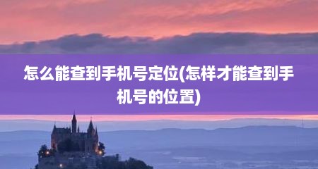 怎么能查到手机号定位(怎样才能查到手机号的位置)