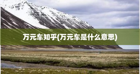 万元车知乎(万元车是什么意思)