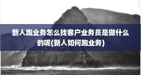 新人跑业务怎么找客户业务员是做什么的呢(新人如何跑业务)