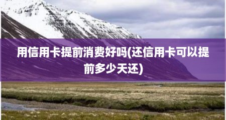 用信用卡提前消费好吗(还信用卡可以提前多少天还)