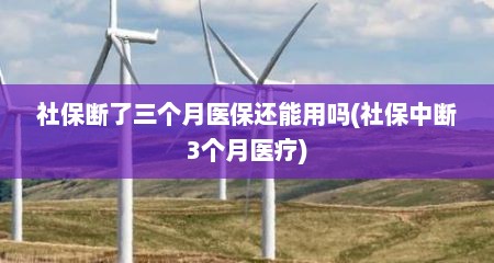 社保断了三个月医保还能用吗(社保中断3个月医疗)