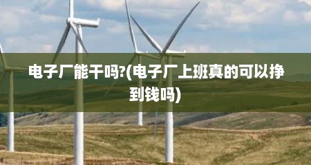 电子厂能干吗?(电子厂上班真的可以挣到钱吗)