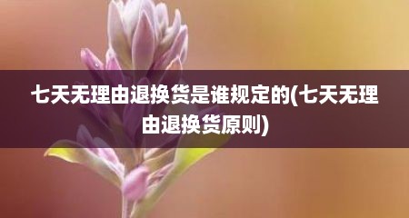 七天无理由退换货是谁规定的(七天无理由退换货原则)