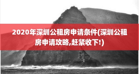 2020年深圳公租房申请条件(深圳公租房申请攻略,赶紧收下!)