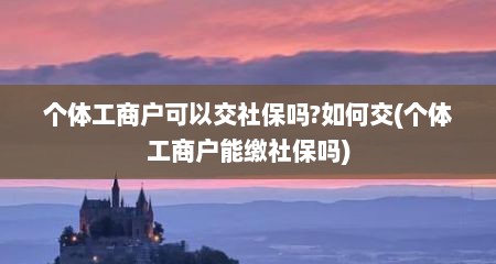 个体工商户可以交社保吗?如何交(个体工商户能缴社保吗)