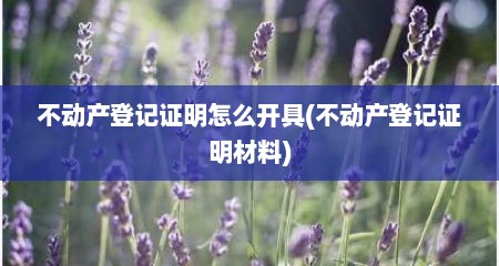 不动产登记证明怎么开具(不动产登记证明材料)
