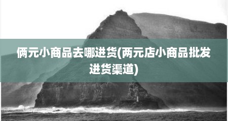 俩元小商品去哪进货(两元店小商品批发进货渠道)