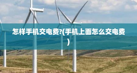 怎样手机交电费?(手机上面怎么交电费)