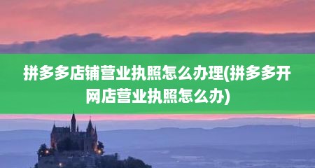 拼多多店铺营业执照怎么办理(拼多多开网店营业执照怎么办)