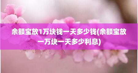 余额宝放1万块钱一天多少钱(余额宝放一万块一天多少利息)
