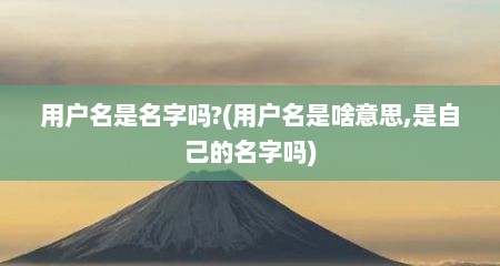 用户名是名字吗?(用户名是啥意思,是自己的名字吗)