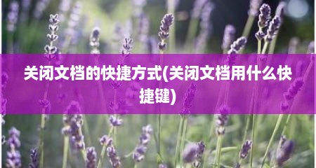 关闭文档的快捷方式(关闭文档用什么快捷键)