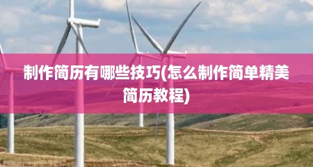 制作简历有哪些技巧(怎么制作简单精美简历教程)