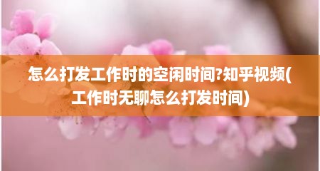 怎么打发工作时的空闲时间?知乎视频(工作时无聊怎么打发时间)