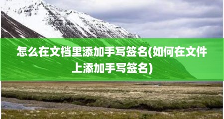 怎么在文档里添加手写签名(如何在文件上添加手写签名)