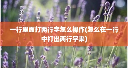 一行里面打两行字怎么操作(怎么在一行中打出两行字来)