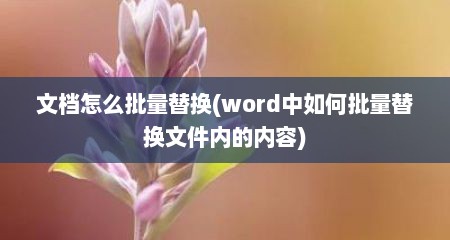 文档怎么批量替换(word中如何批量替换文件内的内容)