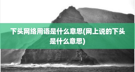 下头网络用语是什么意思(网上说的下头是什么意思)