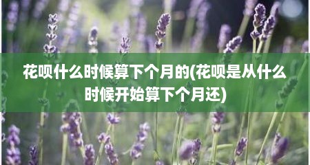 花呗什么时候算下个月的(花呗是从什么时候开始算下个月还)