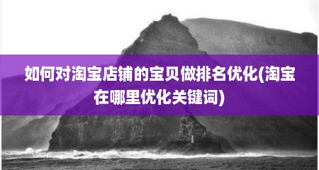 如何对淘宝店铺的宝贝做排名优化(淘宝在哪里优化关键词)