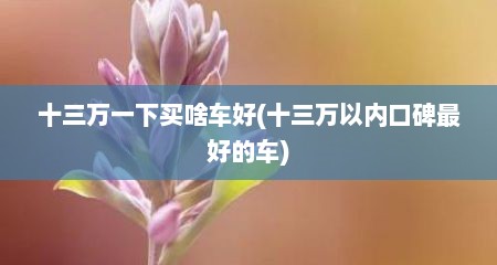 十三万一下买啥车好(十三万以内口碑最好的车)