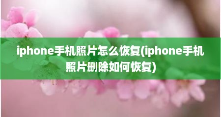 iphone手机照片怎么恢复(iphone手机照片删除如何恢复)
