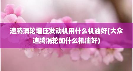 速腾涡轮增压发动机用什么机油好(大众速腾涡轮加什么机油好)