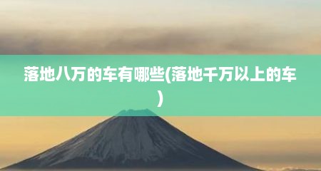 落地八万的车有哪些(落地千万以上的车)