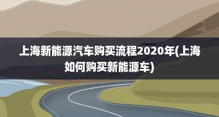 上海新能源汽车购买流程2020年(上海如何购买新能源车)