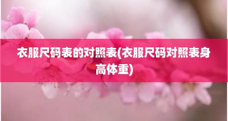 衣服尺码表的对照表(衣服尺码对照表身高体重)