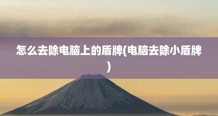 怎么去除电脑上的盾牌(电脑去除小盾牌)