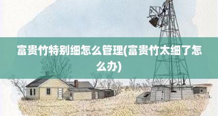 富贵竹特别细怎么管理(富贵竹太细了怎么办)