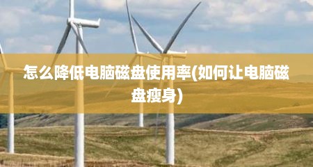 怎么降低电脑磁盘使用率(如何让电脑磁盘瘦身)