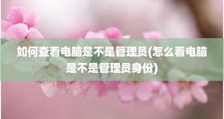 如何查看电脑是不是管理员(怎么看电脑是不是管理员身份)