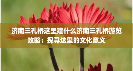 济南三孔桥这里建什么济南三孔桥游览攻略：探寻这里的文化意义